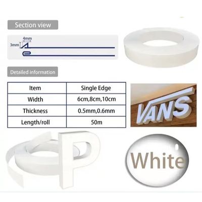 Putih Glossy Channel Letter Trim Signage Aluminium Trim Cap Untuk Channel Letter